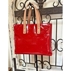 Louis Vuitton Monogram Red Vernis Small Tote Bag Authentic Refurbished MI0052